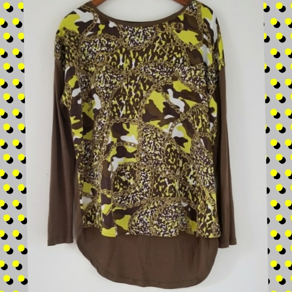 Michael Michael Kors brown longsleeve high low top